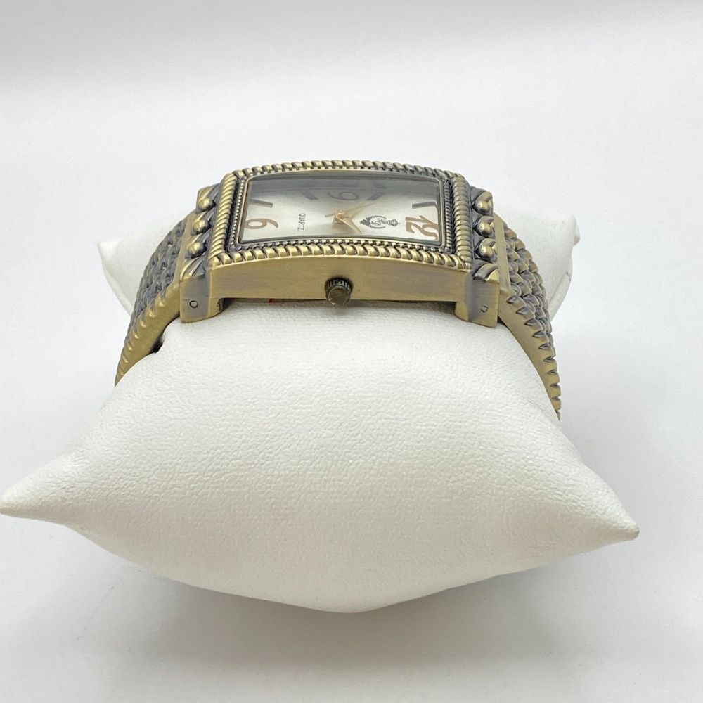 Premier Designs Women's Watch 30mm Brass Tone Tank Cuff New Battery 6.5" - Picture 5 of 12
